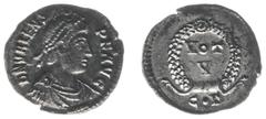 Roman Imperial Coinage Valens (364-378 n.Chr.) - AR Siliqua (Constantinople AD 364-7, 1.53 g) D N VALENS P F AVG, diademed, draped and cuirassed bust right / VOT / V, in wreath, mint mark C in exergue