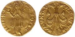 World Coins (single lots) Austria - Empire - Albert II (1330-1358) - Goldgulden nd., Judenburg (Fr.1, DeMey256, CNA E1) - Obv: Florentine lily; DVX • ALB ERTVS / Rev: St. John standing holding scepter