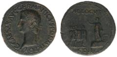 Roman Imperial Coinage Caligula (37-41) - AE Sestertius (Rome 40-41 AD, 23.41 g) - C CAESAR AVG GERMANICVS PON M TR POT Laureate head left / ADLOCVT COH Emperor, bare-headed and togate, standing left 