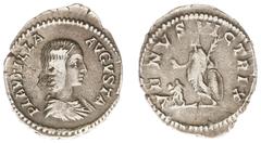 Roman Imperial Coinage Plautilla (202-205) - AR Denarius (Rome AD 204, 2.60 g) - PLAVTILLA AVGVSTA, draped bust right / VENVS VICTRIX, Venus standing, holding apple and palm, resting left arm on large