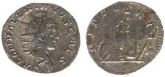 Roman Imperial Coinage Saloninus (258-260) - BI Antoninianus (Cologne AD 258-60, 3.34 g) – SALON VALERIANVS CAES, radiate and draped bust right / PIETAS AVG, priestly emblems: lituus, knife, jug, simp
