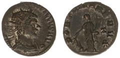 Roman Imperial Coinage Quintillus (270) - BI Antoninianus (Rome AD 270, 30.3 g) - IMP C M AVR CL QVINTILLVS AVG, radiate, draped and cuirassed bust right / FORTVNA REDVX, Fortuna standing, holding rud