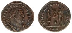Roman Imperial Coinage Constantius I Chlorus (293-306) - BI Nummus (Alexandria AD 305-06, 3.10 g) – IMP C CONSTANTIVS P F AVG, radiate, draped and cuirassed bust right / CONCORDIA MILITVM, Constantius