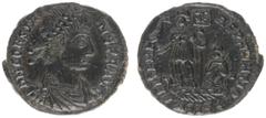 Roman Imperial Coinage Constans (337-350) - BI quarter Maiorina (Siscia AD 348-49, 2.18 g) - D N CONSTANS P F AVG, diademed, draped and cuirassed bust right / FEL TEMP REPARATIO, Constans standing on 