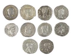 Ancient coins in lots - Roman coinage Ancient coins in lots - Roman coinage - A small collection of Roman silver Denarii: Sept. Severus (2), Elegabalus, Julia Domna, Julia Soaemias, Geta, Macrinus, Ca