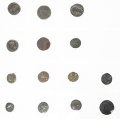 Ancient coins in lots - Roman coinage Ancient coins in lots - Roman coinage - A mixed lot ancient bronzes: AE Leuci (elephant), AE Treveri (GERMANVS INDVTILLI, bull), AE Augustus PERM CAES AVG (Coloni