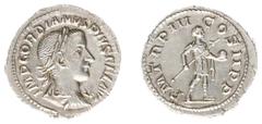 Roman Imperial Coinage Gordianus III (238-244) - AR Denarius (Rome AD 241, 3.23 g) IMP GORDIANVS PIVS FEL AVG, laureate, draped and cuirassed bust right / P M TR P III COS II P P, Gordian standing, in