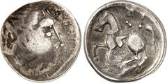 KELTEN DONAUKELTEN / OSTKELTEN. Typ Philippos II. von Makedonien. Tetradrachmon (2./1.Jh. v.Chr.) "Sattelkopfpferd- Typ" 7,40g. Kopf des Zeus n.r. / Pferd mit "Punktereiter" n.l. Göbl.OTA 300/5 Tf.26.