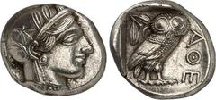 GRIECHEN ATTIKA. ATHEN. Tetradrachmon (365/359 v.Chr.) 16,92g. Kopf der Athena mit attischem Helm und Ölkranz n.r. / AQE Eule steht n.r., Kopf v.v.; dahinter Ölzweig und Mondsichel;. Svor. Tf.17,1-3. 