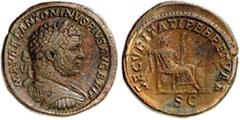 RÖMER RÖMISCHES KAISERREICH. CARACALLA, Augustus 198-217. AE-Sesterz (213) 24,26g. Büste mit Panzer, Paludamentum über l. Schulter und mit Lorbeerkranz n.r. M AVREL ANTONINVS PIVS AVG BRIT / SECVRITAT