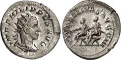 RÖMER RÖMISCHES KAISERREICH. PHILIPPUS II., Augustus 247-249. Antoninian (248/249) 4,34g, Rom. Büste mit Panzer, Paludamentum und Strahlenkrone n.r. IMP PHILIPPVS AVG / LIBERALITAS AVGG III Philipp I.