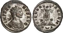 RÖMER RÖMISCHES KAISERREICH. PROBUS 276-282. Bi-Antoninian (279) 3,37g, Rom, 1. Offizin. Panzerbüste m. Strkr. n.r. IMP PRO-BVS AVG / VICTOR-IA GERM 2 Captivi sitzen an Tropaeum; unten R Mondsichel A.