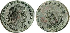 RÖMER RÖMISCHES KAISERREICH. Divus Constantius z.Z. Constantin I. / Maxentius 307-308. AE-Follis 23/25mm 7,12g, Lyon. Belorbeerte gepanzerte Büste mit Schleier n.r. DIVO CONSTANTIO PIO / MEMORIA FELIX