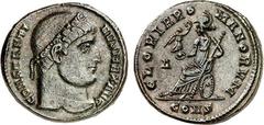 RÖMER RÖMISCHES KAISERREICH. CONSTANTINUS I. der Große, Augustus 306(310)-337. AE-Follis 18/19mm (327) 3,14g, Konstantinopel, 1. Off. Kopf m. Lkr. n.r. CONSTANTI-NVS MAX AVG / GLORIA RO-MANORVM Behelm