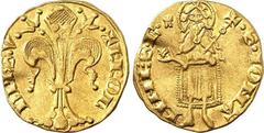 EUROPA - GOLDMÜNZEN FRANKREICH. VIENNOIS. CHARLES V. v.Valois 1349- 1364. Florin d`or o.J.3,45g Gold Florentiner Typ. Bz. Turm Steh. St. Johannes /Lilie. Fr. 245, P.d.A. 4890, Gab. 701. . GOLD l. gewe