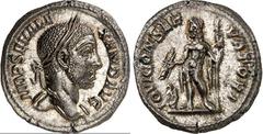 RÖMER RÖMISCHES KAISERREICH. SEVERUS ALEXANDER 222-235. Denar (230) 3,42g. Kopf m. Lkr. n.r. IMP SEV ALE-XAND AVG / IOVI CONSERVATORI Iupiter conservator steht n.l. u. hält Fulmen über Togatus. RIC 20