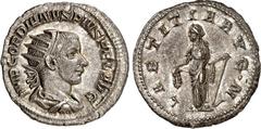 RÖMER RÖMISCHES KAISERREICH. GORDIANUS III. Augustus 238-244. Antoninian (241) 4,23g. Paludamentbüste m. Strkr. n.r. IMP GORDIANVS PIVS FEL AVG / LAETITIA AVG N Laetitia steht n.l. RIC 86, C. 121. . b