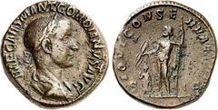 RÖMER RÖMISCHES KAISERREICH. GORDIANUS III. Augustus 238-244. AE-Sesterz (238) 21,08g. Paludamentbüste m. Lkr. n.r. IMP CAES M ANT GORDIANVS AVG / IOVI CONSE-RVATOR] - S - C Iupiter conservator steht 