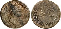 RÖMER RÖMISCHES KAISERREICH. Agrippina iunior, 4. Gemahlin des Claudius 50-54(-59). AE-Sesterz 27,04g. Drap. Büste der Agrippina Junior mit Zopf n.r. AGRIPPINA MF GERMANICI CAESARIS / TI CLAVDIVS CAES