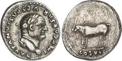 RÖMER RÖMISCHES KAISERREICH. VESPASIANUS 69-79. Denar (77/78) 3,02g, Rom. Kopf mit Lorbeerkranz n.r. IMP CAESAR - VESPASIANVS AVG / Joch Ochsen n.l.; darunter COS VIII. RIC 107, neu 943, BMC 206, C. 1