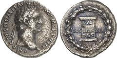RÖMER RÖMISCHES KAISERREICH. DOMITIANUS, Augustus 81-96. Denar (9./12.88) 2,97g. Kopf mit Lorbeerkranz n.r. IMP CAES DOMIT AVG GERM TR P VIII / Im Eichenkranz: COS - XIIII neben Altar mit LVD - SAEC -