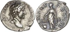 RÖMER RÖMISCHES KAISERREICH. HADRIANUS 117-138. Denar (119/122) 2,82g. Belorb. Büste n. r., Drapierung auf linker Schulter IMP CAESAR TRAIAN HADRIANVS AVG / PRO AVG PMTRP COS III Providentia steht n. 
