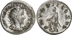 RÖMER RÖMISCHES KAISERREICH. GORDIANUS III. Augustus 238-244. Antoninian (239) 3,90g, 2. Em. Paludamentbüste m. Strkr. n.r. IMP CAES M ANT GORDIANVS AVG / P M TR P II COS P P F verschleierter Gordian 