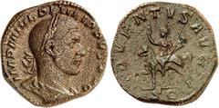 RÖMER RÖMISCHES KAISERREICH. PHILIPPUS I. Arabs 244-249. AE-Sesterz (245) 16,13g. Paludamentbüste m. Lkr. n.r. IMP M IVL PHILIPPVS AVG / ADVENTVS AVGG - S C Kaiser reitet grüßend n.l. RIC 165 (R), C. 