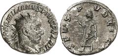 RÖMER RÖMISCHES KAISERREICH. AEMILIANUS 253. Antoninian 2,58g. Paludamentbüste m. Strkr. n.r. IMP AEMILIANVS PIVS FEL AVG / SPES PVBLICA Spes schreitet n.l., hält Blume, rafft Gewand. RIC 20, C. 48. .