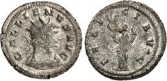 RÖMER RÖMISCHES KAISERREICH. GALLIENUS allein 260-268. Bi-Antoninian (265) 4,42g, Rom, 9. Off.Gepanz. Büste m. Strkr. n.r. GALLIENVS AVG / ELICI AVG Felicitas steht n.l. RIC 187, C. 181. . mit Silbers