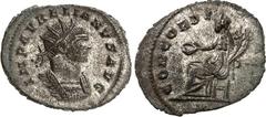 RÖMER RÖMISCHES KAISERREICH. AURELIANUS 270-275. Bi-Antoninian (272) 2,90g, Siscia. Panzerbüste m. Strkr. n.r. IMP AVRELIANVS AVG / CONCORDIA AVG Concordia sitzt n.l., hält patera und doppeltes Füllho