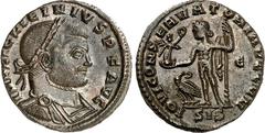 RÖMER RÖMISCHES KAISERREICH. LICINIUS I. 308-324. AE-Follis 21mm (313) 3,41g, Siscia. Panzerbüste m. Lkr. n.r. IMP LIC LICINIVS P F AVG / IOVI CONS-ERVAT-ORI AVGG NN Iupiter steht mit Victoriola n.l.;