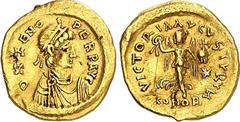 RÖMER RÖMISCHES KAISERREICH. ZENO I., 2. Regierung 476-491. Tremissis 1,47g, Konstantinopel. Paludamentbüste m. Perlendiadem n.r. D N ZENO - PERP AVC / VICTORIA AVCVSTVRVM Victoria schreitet n.r.; r. 