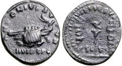 RÖMER IMPERATORISCHE PRÄGUNGEN. MARCUS ANTONIUS 44-30 v. Chr. Limesdenar (32/31 v.Chr.) 2,41g. Galeere n. r. fahrend, oben ANT AVG, unten III VIR R.P.C. / Legionsadler zw. zwei Feldzeichen, LEG V. Cr.