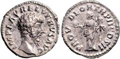 RÖMER RÖMISCHES KAISERREICH. LUCIUS VERUS 161-169. Denar (162) 3,05g. Kopf n.r. IMP L LVREL VERVS LVG / PROV - DEOR TR P II COS II Providentia steht n.l. RIC 482, BMC 202, C. 155. .