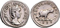 RÖMER RÖMISCHES KAISERREICH. Otacilia Severa, Gemahlin des Philippus I. 244-249. Antoninian (248) 4,10g, 4. Off. Pallabüste m. Diadem auf Mondsichel n.r. OTACIL SEVERA AVG / SAECVLARES AVGG Nilpferd s