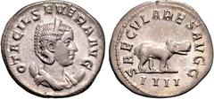RÖMER RÖMISCHES KAISERREICH. Otacilia Severa, Gemahlin des Philippus I. 244-249. Antoninian (248) 3,62g, 4. Off. Pallabüste m. Diadem auf Mondsichel n.r. OTACIL SEVERA AVG / SAECVLARES AVGG Nilpferd s
