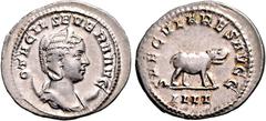 RÖMER RÖMISCHES KAISERREICH. Otacilia Severa, Gemahlin des Philippus I. 244-249. Antoninian (248) 4,89g, 4. Off. Pallabüste m. Diadem auf Mondsichel n.r. OTACIL SEVERA AVG / SAECVLARES AVGG Nilpferd s