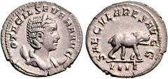 RÖMER RÖMISCHES KAISERREICH. Otacilia Severa, Gemahlin des Philippus I. 244-249. Antoninian (248) 3,67g, 4. Off. Pallabüste m. Diadem auf Mondsichel n.r. OTACIL SEVERA AVG / SAECVLARES AVGG Nilpferd s