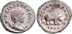 RÖMER RÖMISCHES KAISERREICH. Otacilia Severa, Gemahlin des Philippus I. 244-249. Antoninian (248) 4,19g, 4. Off. Pallabüste m. Diadem auf Mondsichel n.r. OTACIL SEVERA AVG / SAECVLARES AVGG Nilpferd s