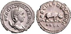 RÖMER RÖMISCHES KAISERREICH. Otacilia Severa, Gemahlin des Philippus I. 244-249. Antoninian (248) 3,10g, 4. Off. Pallabüste m. Diadem auf Mondsichel n.r. OTACIL SEVERA AVG / SAECVLARES AVGG Nilpferd s