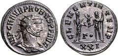 RÖMER RÖMISCHES KAISERREICH. PROBUS 276-282. Bi-Antoninian (280) 3,67g, Antiochia, 3. Offizin. Büste mit Panzer, Paludamentum und Strahlenkrone n.r. IMP C M AVR PROBVS P F AVG / CLEMENTIA - TEMP Iupit