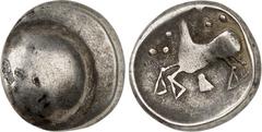 KELTEN DONAUKELTEN / OSTKELTEN. Typ Philippos II. von Makedonien. UNGARN. Tetradrachmon, 9,36g. Glatter Buckel / Pferd n.l. mit 5 Punkten. Göbl, OTA 359, 12vgl. Tf.30, Slg.Lanz 683. . Vs. Flecke,