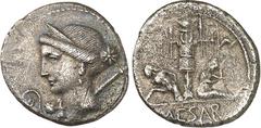 RÖMER IMPERATORISCHE PRÄGUNGEN. GAIUS IULIUS CAESAR 100-44 v. Chr. Denar (46/45 v.Chr.) 3,41g, mobile Münzstätte in Spanien. Kopf der Venus mit Diadem und Sceptrum n.l.; davor Cupido und Lituus / Gall