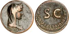 RÖMER RÖMISCHES KAISERREICH. Livia, Mutter des Tiberius 14-29. AE-Dupondius (21/22) 15,05g. Drapierte Büste mit Haarknoten n. rechts SALVS AVGVSTA / TI CAESAR DIVI AVG F AVG PM TR POT XXIIII um großes