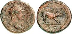 RÖMER RÖMISCHES KAISERREICH. TRAIANUS 98-117. AE-Quadrans 17/16mm (103/106) 2,89g. Büste mit Lorbeerkranz n.r. IMP CAES NERVA TRAIAN AVG / Wölfin von Lanuvium steht in Abwehrhaltung n.r.; im Abschnitt