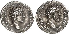 RÖMER RÖMISCHES KAISERREICH. ANTONINUS PIUS mit Marcus Aurelius Caesar 139-161. Denar (140/144) 2,79g. Belorbeerter Kopf n. r. ANTONINVS AVG PIVS PP TRP COS III / AVRELIVS CAESAR AVG P II F COS Barhäu