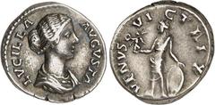 RÖMER RÖMISCHES KAISERREICH. Lucilla, Gemahlin des Lucius Verus 163-169 (+182). Denar 3,45g. Pallabüste n.r. LVCILLA - AVGVSTA / VENVS - VIC-TRIX Venus steht n.l., hält Viktoriola, stützt sich auf Sch