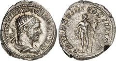 RÖMER RÖMISCHES KAISERREICH. CARACALLA, Augustus 198-217. Antoninian (216) 5,07g. Palliumbüste m. Strkr. n.r. ANTONINVS PIVS AVG GERM / P M TR P XVIIII COS IIII P P Iupiter steht n.r., Kopf n.l. RIC 2