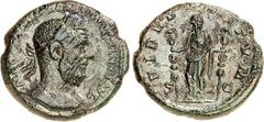 RÖMER RÖMISCHES KAISERREICH. MACRINUS 217-218. AE-As 25/26mm (217/218) 9,74g. Büste, mit langem Bart, mit Panzer und Lorbeerkranz n.r. IMP CAES M OPEL SEV MACRINVS AVG / FIDES MILITVM - S - C Fides st
